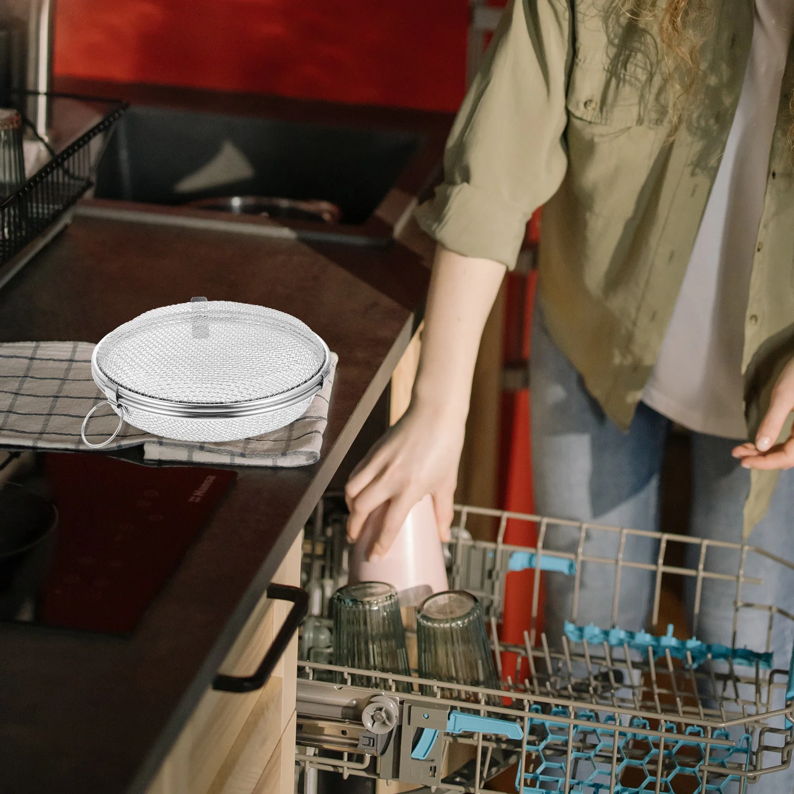 

Dishwasher Basket Stainless Steel Sink Counter Top Fork Knives Spoon Holder Mesh Kitchen Storage Baking Drainage