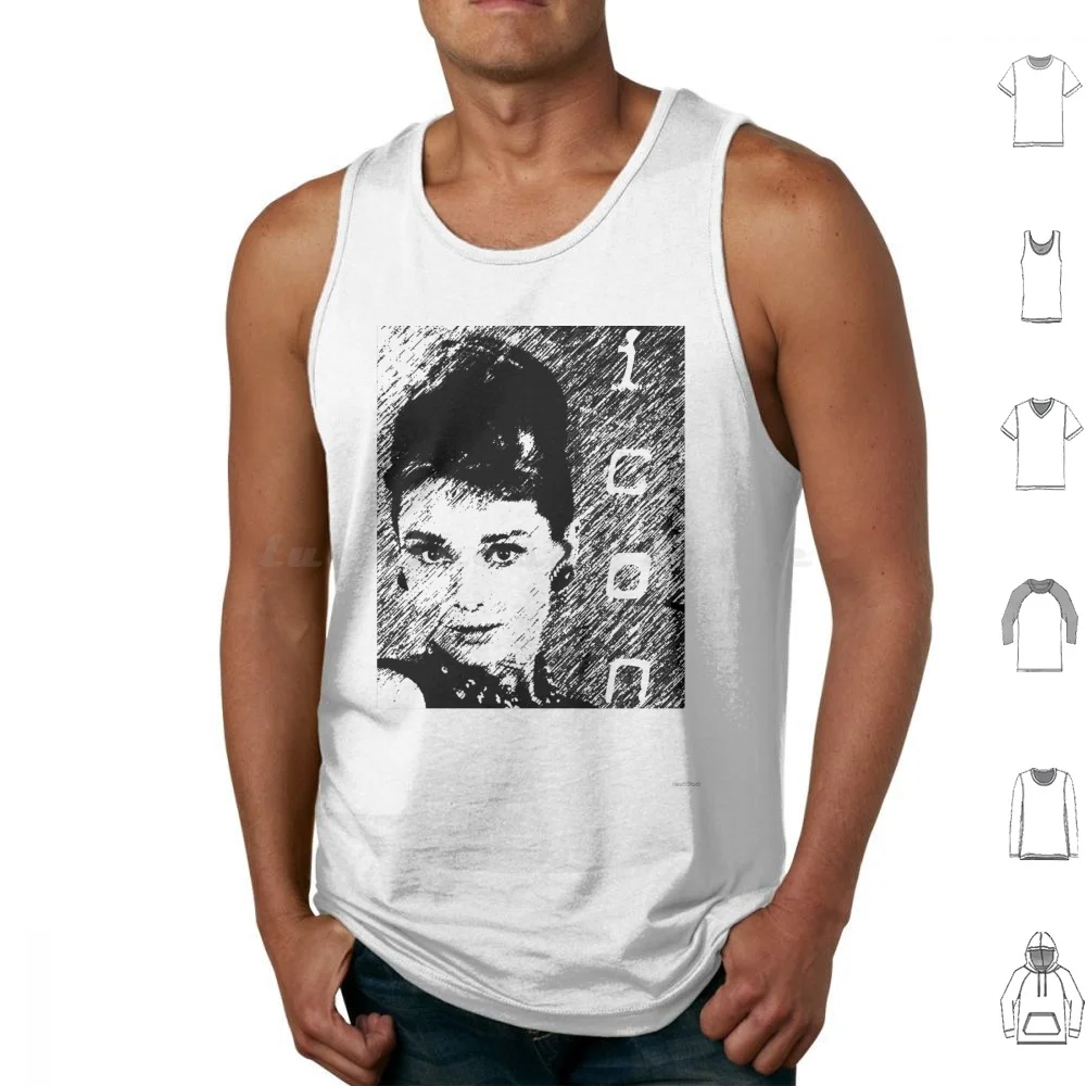 

Icon ( Audrey ) Майки с принтом Хлопок Одри Хепберн Завтрак в S Классическая Голливудская Голливудская Икона Holly Golightly