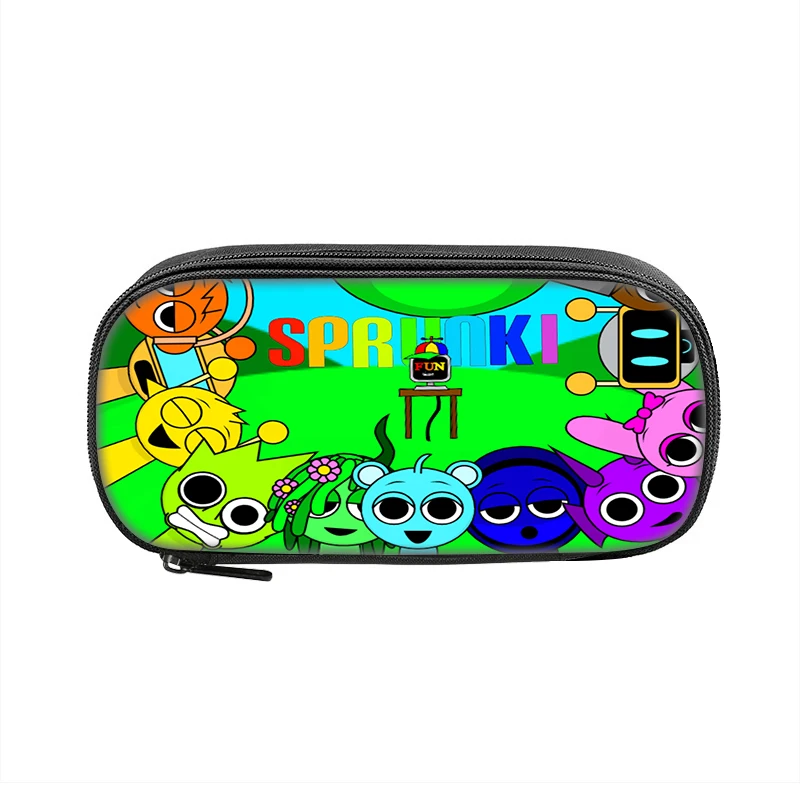 Sprunki 만화 애니메이션 펜 상자 가방 학생 대용량 학교 용품 지퍼 연필 케이스 어린이 생일 선물