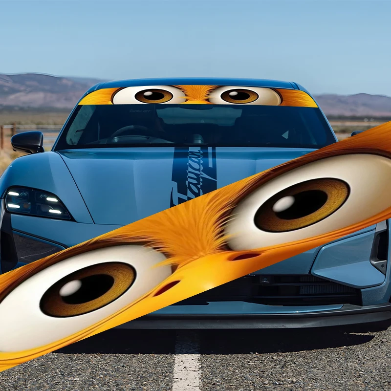 

1-piece set Big-eyed Yellow Bird Car Front Windshield Sticker Vinyl Decal Truck SUV Banner Creative Decoration