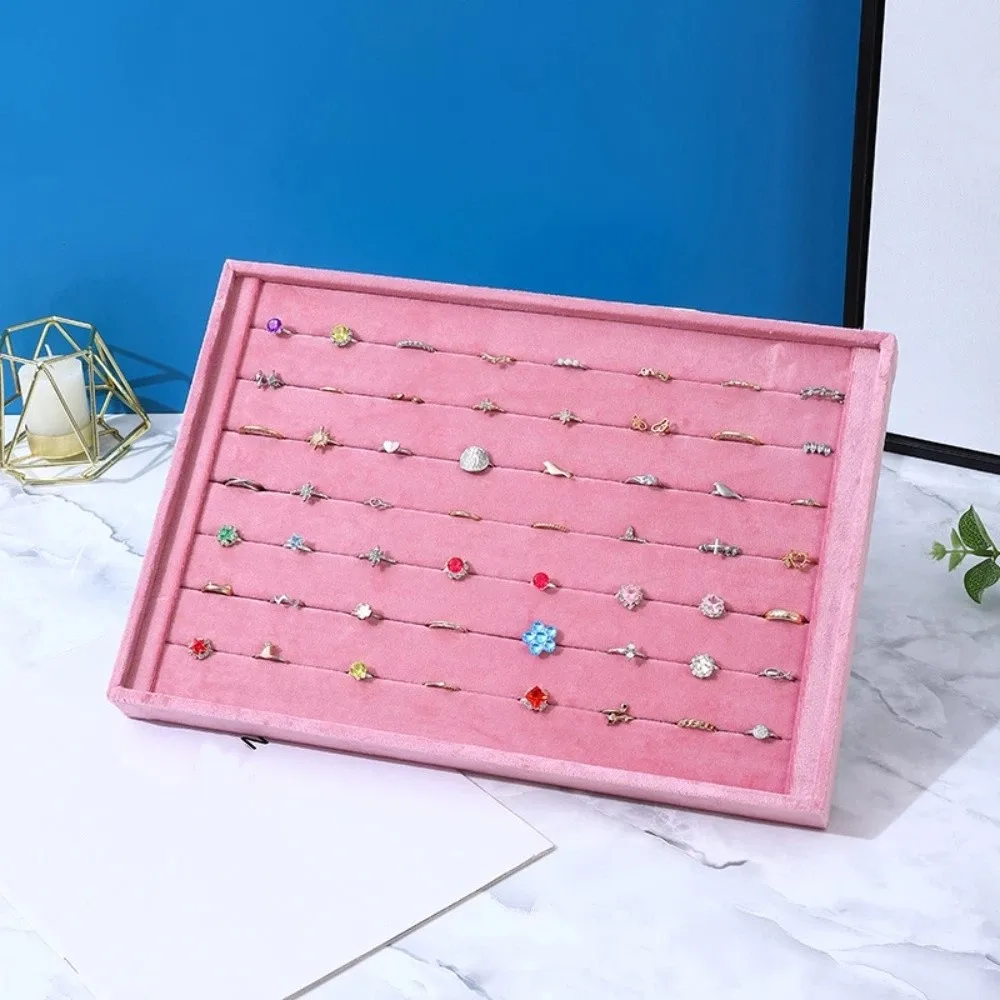 Elegant Velvet Jewelry Organizers Storage Stackable Pink Earring Display Tray Wear-resistant Space Saving