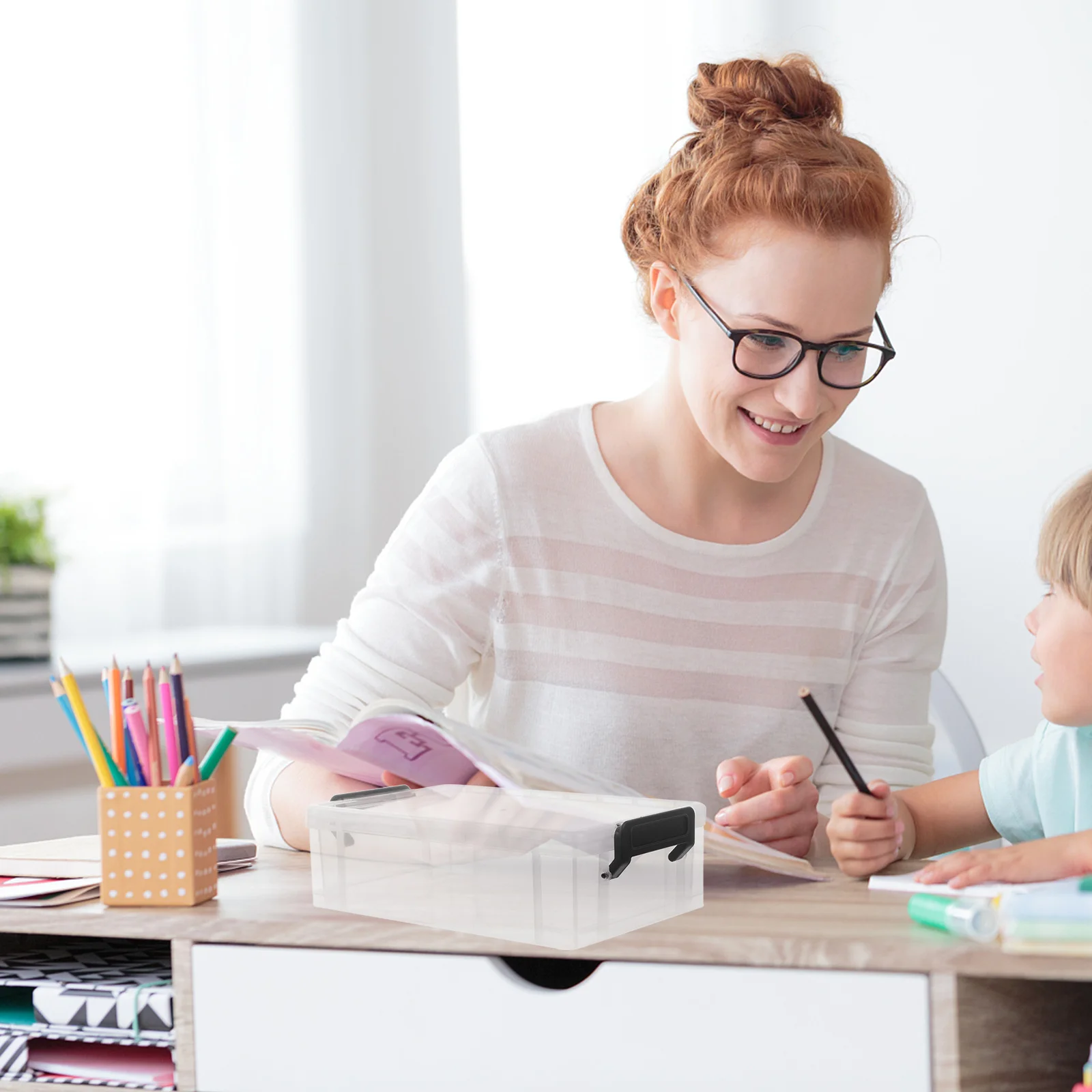 

Large Capacity Pencil Box Transparent Storage Organizer For School Office Supplies Stackable Crayon Marker Gel Pen Holder