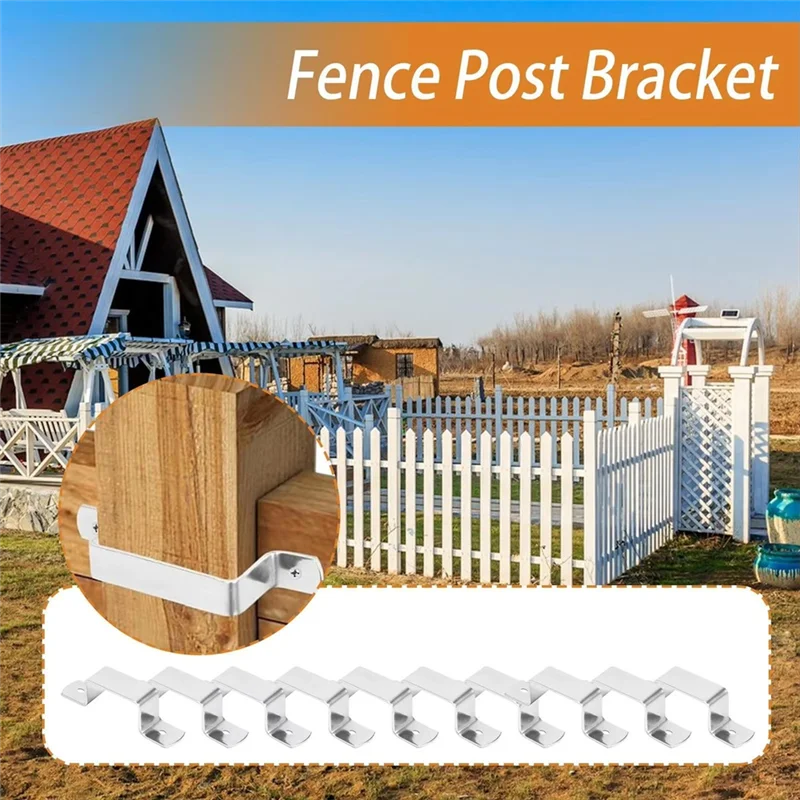 

ABGH-Fence Clips Heavy Duty 10-Piece Set For Piece Fence Support Post Repair Hardware Tool For Farmers Builders Concrete