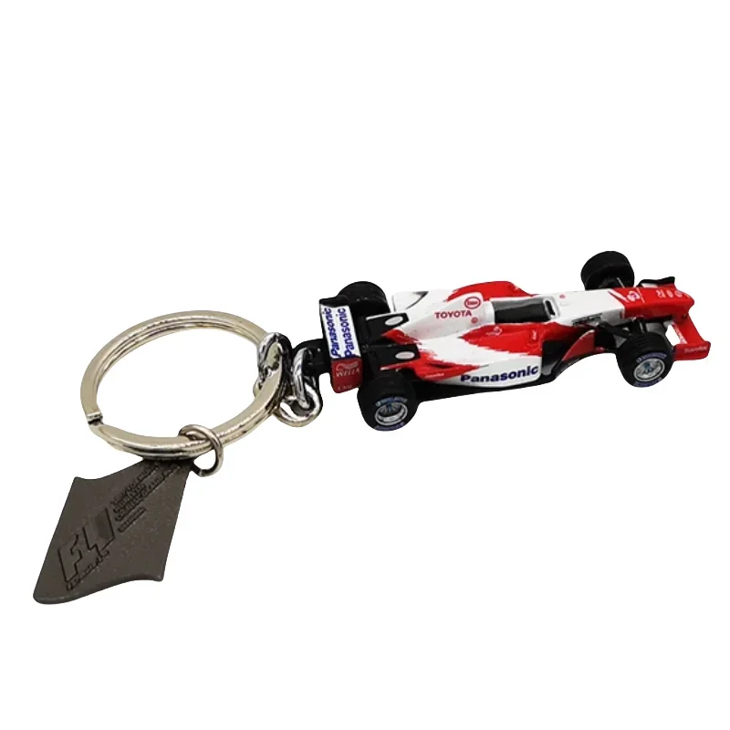 F1 China 20th anniversary race car model key ring Leather race bag hanging alloy key chain gift decorative pendant for friends.