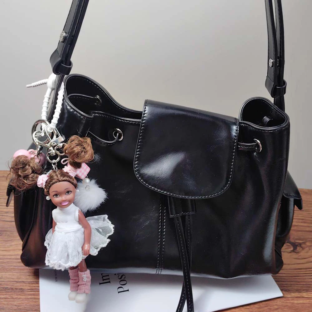 

Korean Version Cute Black Skin Ballet Sweet Girl Princess Doll Keychain Pendant Joints Movable Doll Girl Birthday Gift Bag Decor