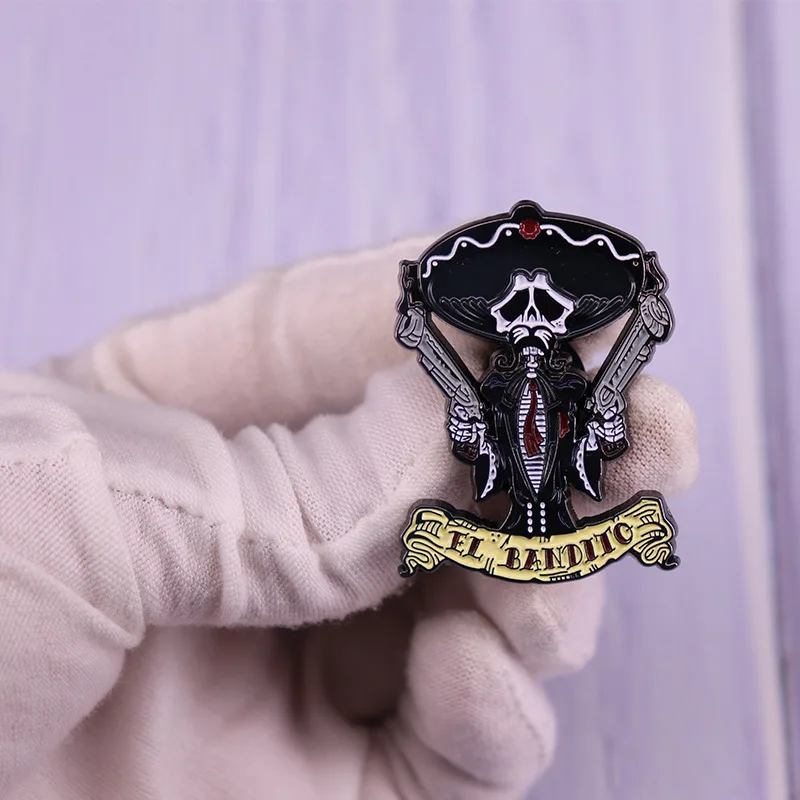 Denim Hat Badge Collar Jewelry Halloween Gift Scary Character Brooch Originality Lapel Badge Men Women Fashion Jewelry Gift