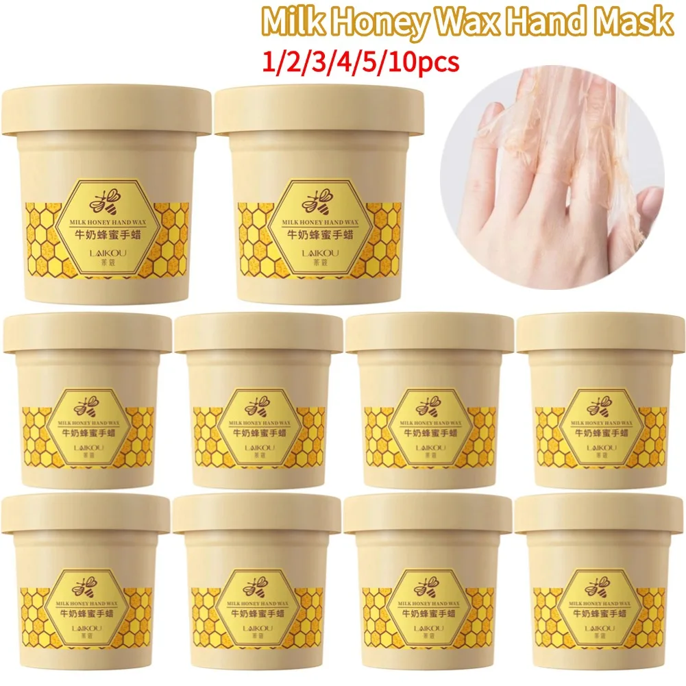 Honigmilch-Handwachs-Handmaske, feuchtigkeitsspendend, feuchtigkeitsspendend, Peeling, Handwachs, Entferner abgestorbener Haut, Anti-Riss-Handpflegecreme