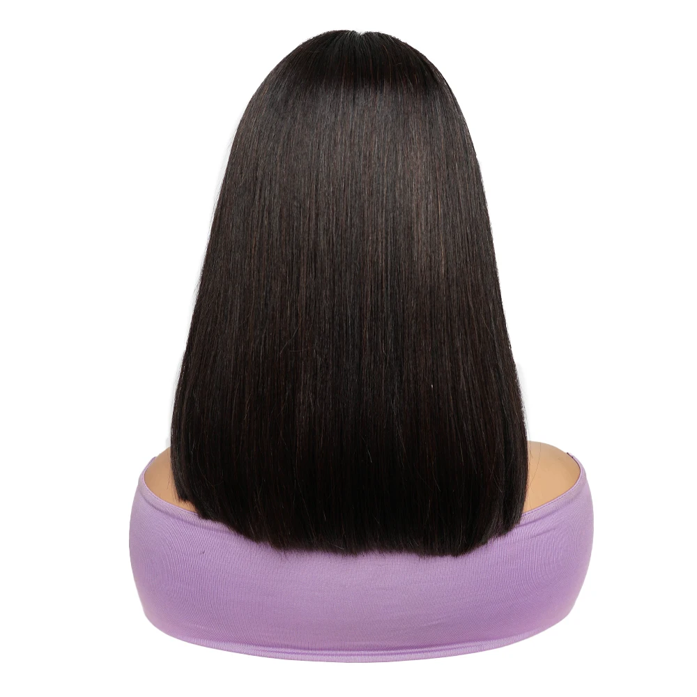 3X1 الجزء الأوسط شعر مستعار الدانتيل بوب الباروكات آلة كاملة صنع العظام شعر طبيعي مفرود الباروكات مع الانفجارات قصيرة بوب خصلات الشعر المستعار الإنسان