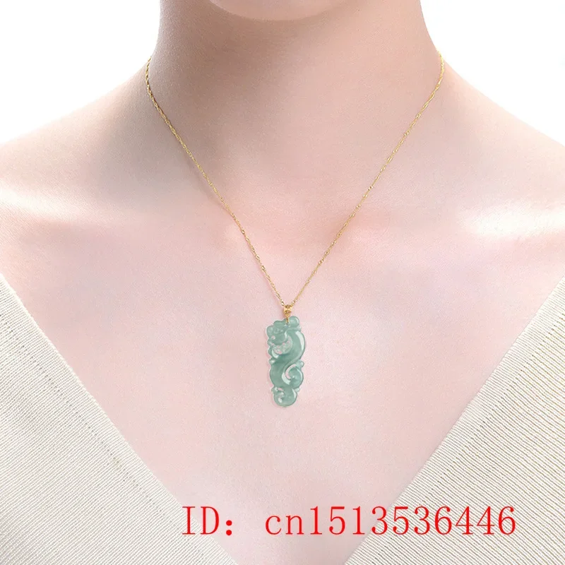 Colgante de Jade de loto y dragón birmano, collar de piedras preciosas azules, oro de 18K, collares de jadeíta de diseñador Natural, encanto de piedras preciosas