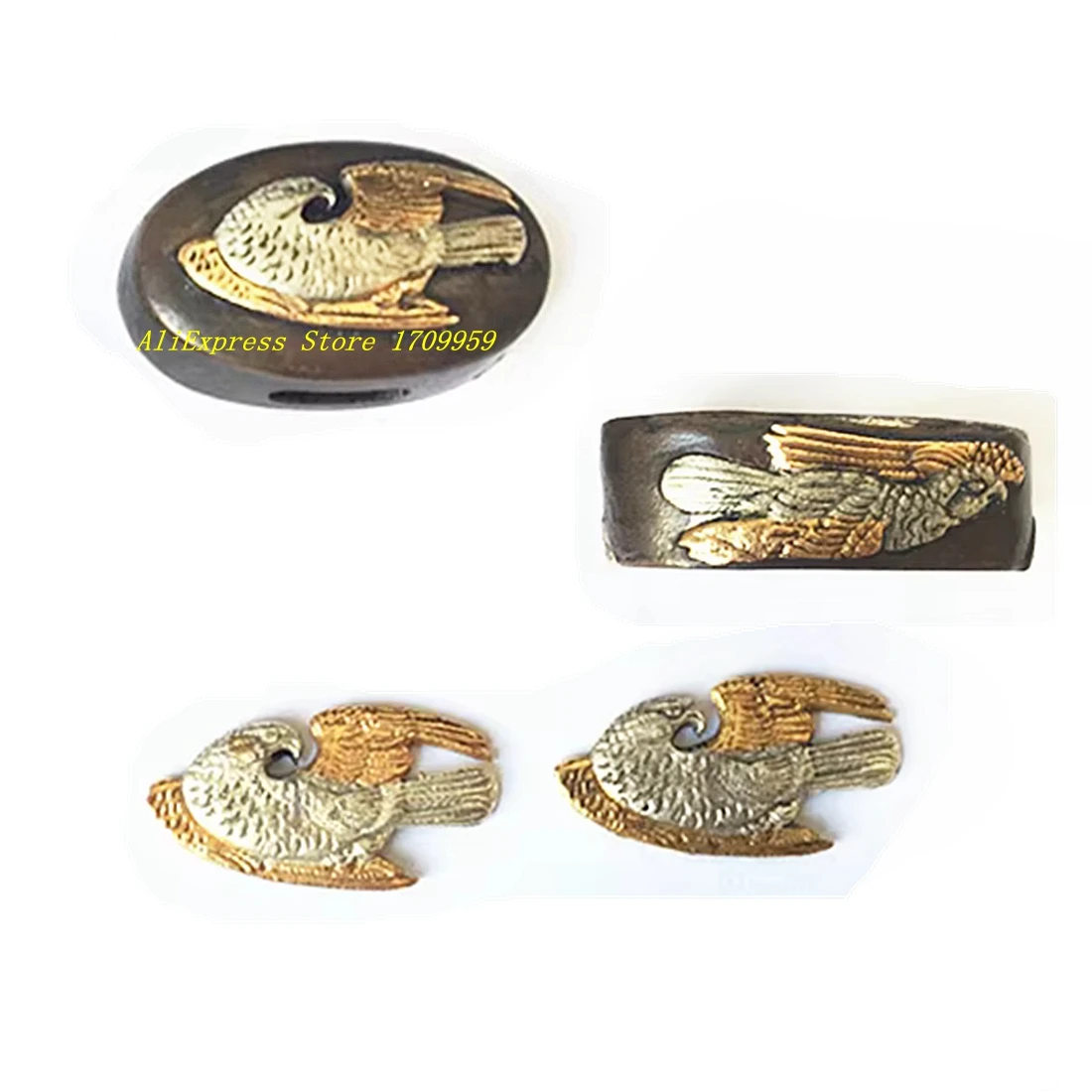 Conjunto de acessórios para alça de espada samurai japonês katana/wakizashi/tanto peças tsuka de cobre de boa qualidade menuki + fuchi + kashira com águia