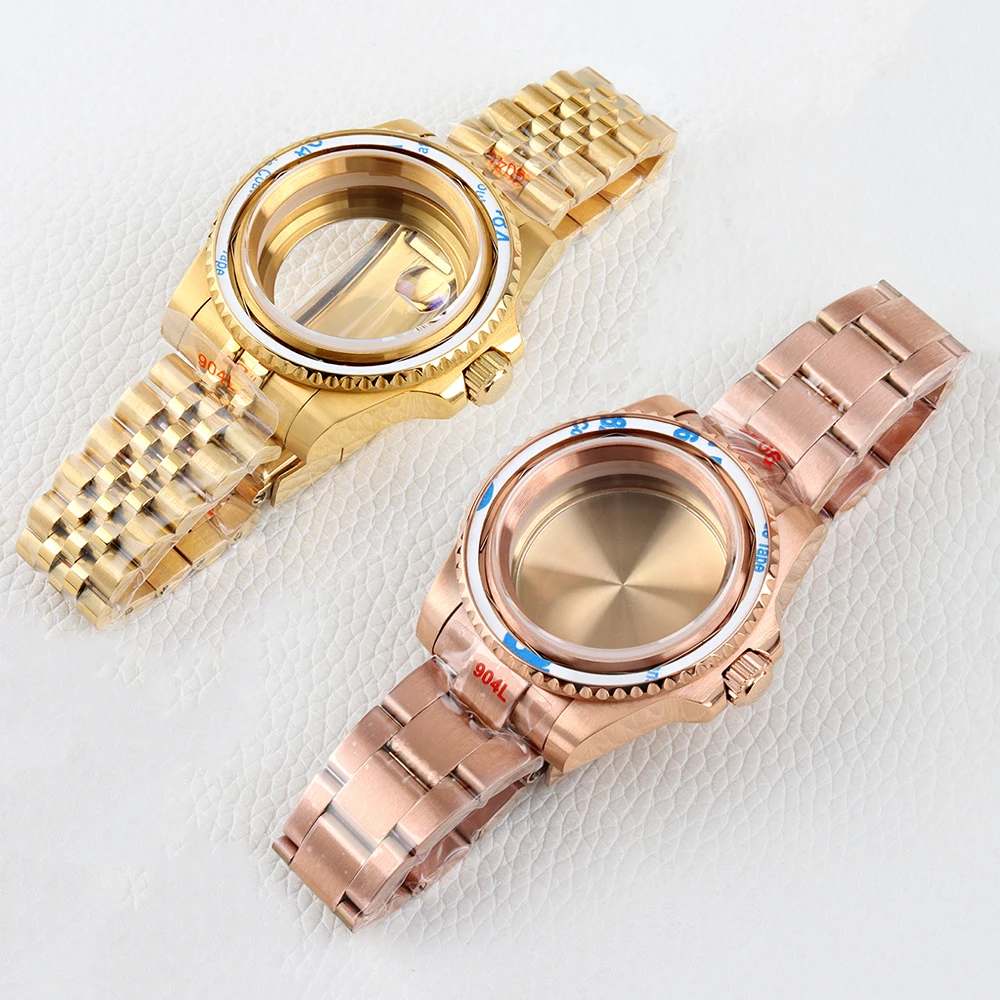 

Rose Gold/Gold 40mm Watch Case 20mm Stainless Steel Oyster/Jubilee Strap for Submariner 28.5mm Dial NH34 NH35 NH36 NH38 Movement