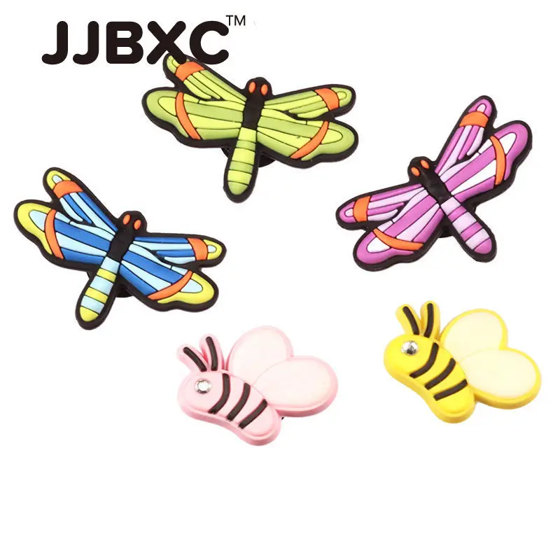 JJBCX Charm Shoe Buckles - High-Quality Three-Dimensional Dragonfly & Bee Designs for DIY Fun