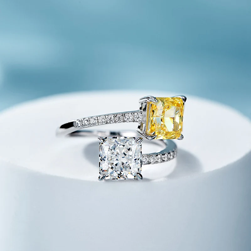 Huitan Trendiger Öffnungsring, luxuriöse Mode-Damen-Verlobungsfeier-Accessoires mit glänzendem Zirkonia, stilvoller, verstellbarer Schmuck