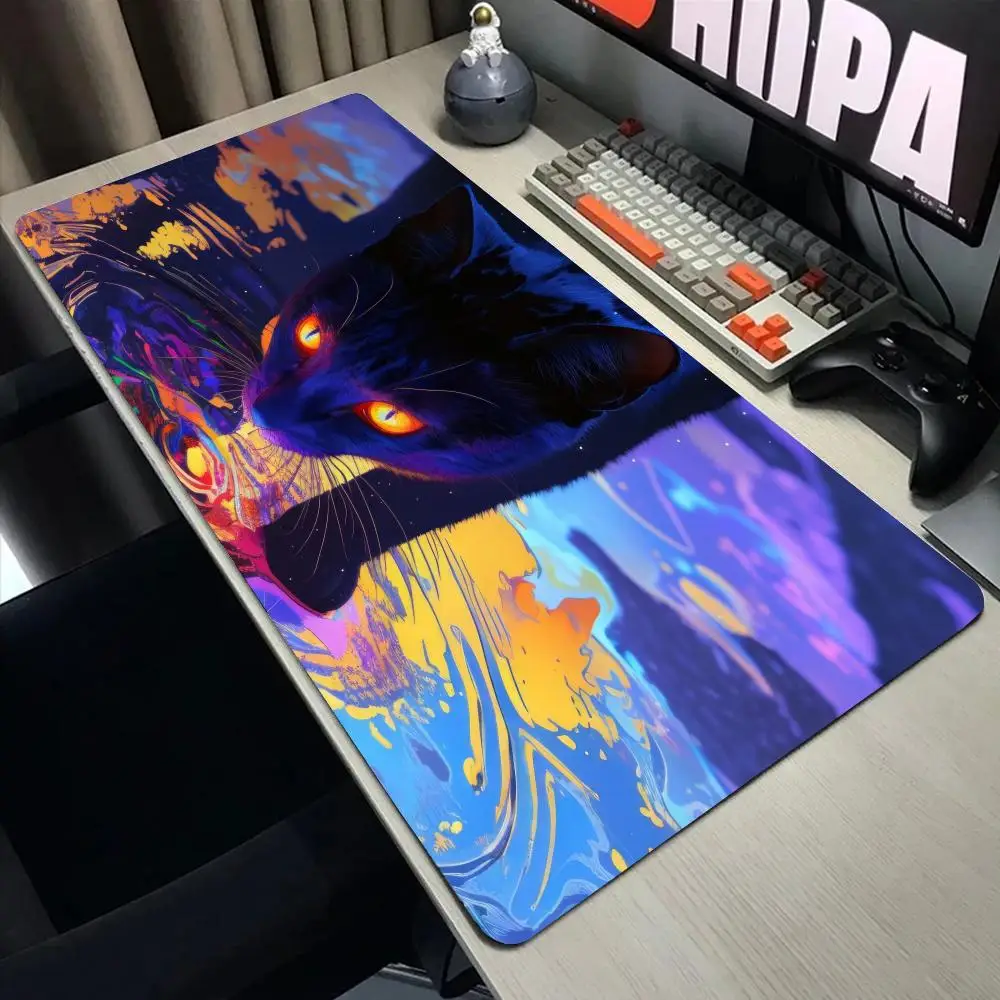 アニメ猫マウスパッド大型コンピュータアクセサリーオフィスゲームテーブルマットXXLゴム滑り止めゲーミングキーボードマウスパッドデスクパッド