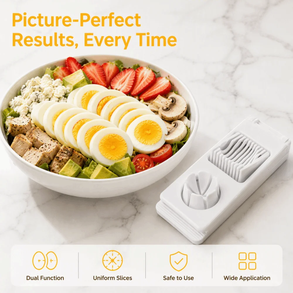 Plastic Stainless Steel Egg Slicer Cutter White Manual Operation Egg Divider Dicer Easy Clean Multifunction Design Egg Cutter