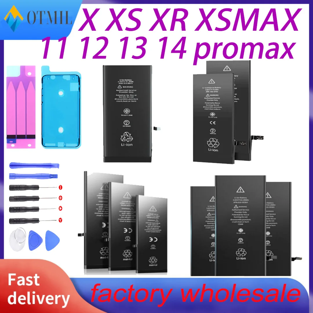 AAA++++  Zero-cycle High-quality Battery For iPhone X Xs Max 11 12 13 14 Pro 12promax 14pro Mobile Phone With Free Tools Sticker