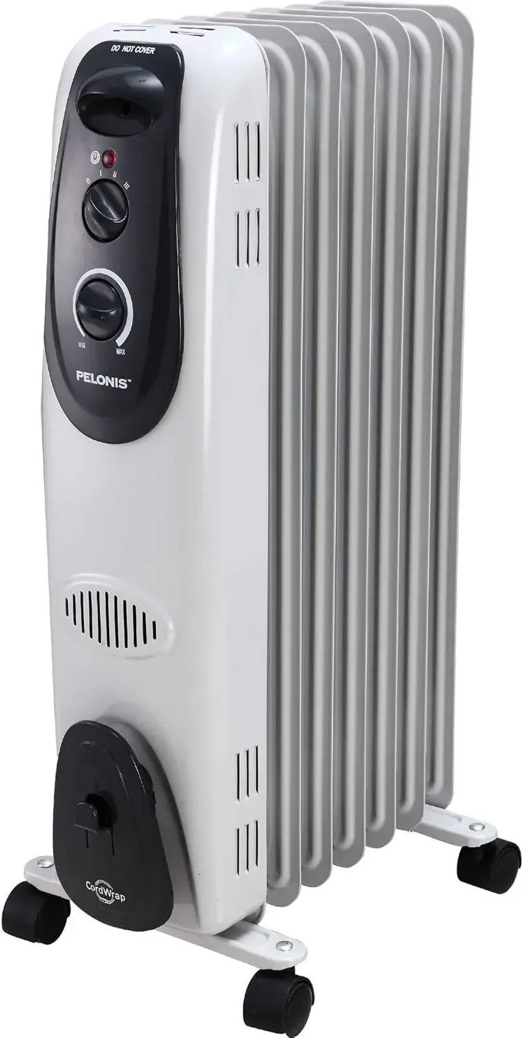 Automatic Ultra Quiet 7 Fin, Oil-Filled Electric Radiator Heater with Adjustable Thermostat by Pelonis