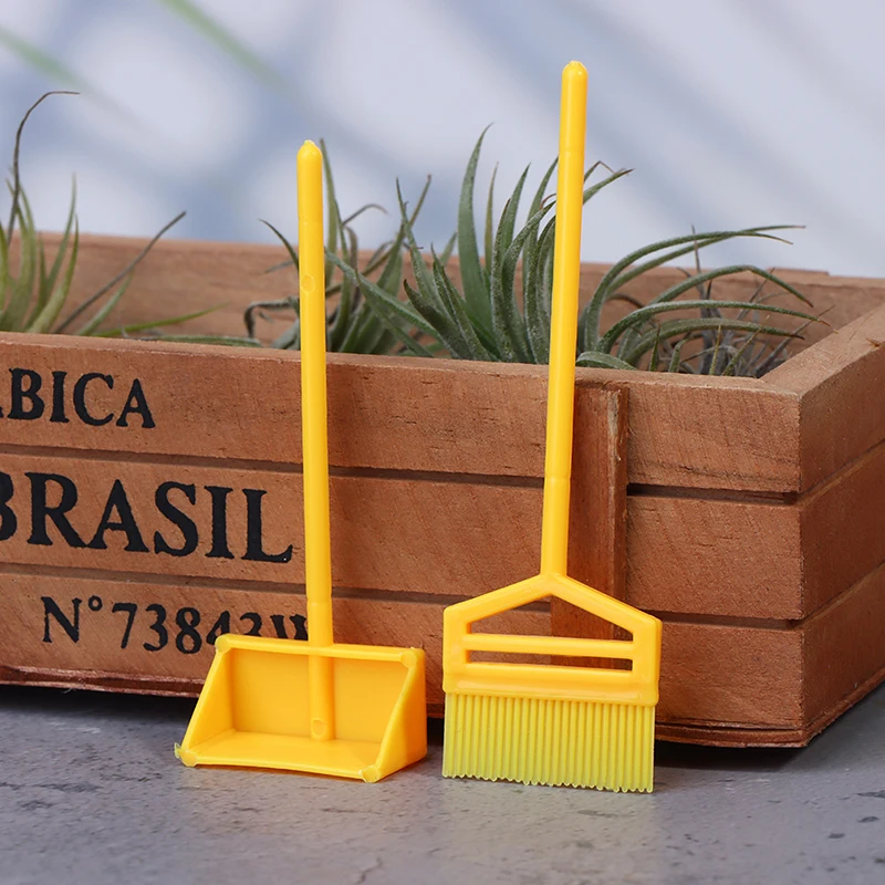 5 pçs/set 1:12 dollhouse miniatura pá vassoura modelo boneca casa decoração acessórios crianças brinquedos