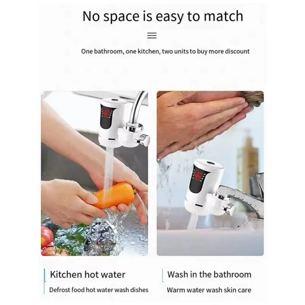 3000W Power Instant Electric Water Heater Digital Display Double Modes Instant Hot Water Faucet Rotatable Tap Rapid Heating