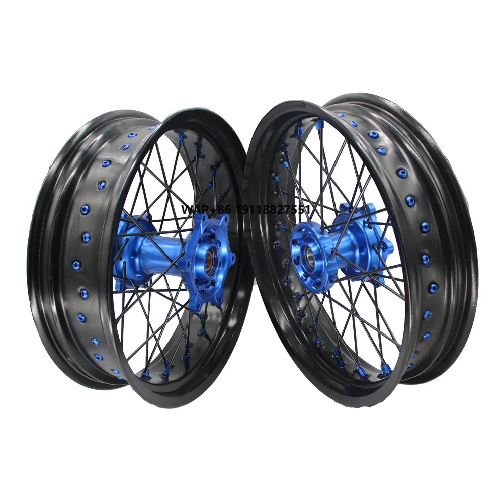 

Yz250 Supermoto Wheels Anodized Customized Motorcycle Supermoto Spoked Wheels Motard Wheels Set