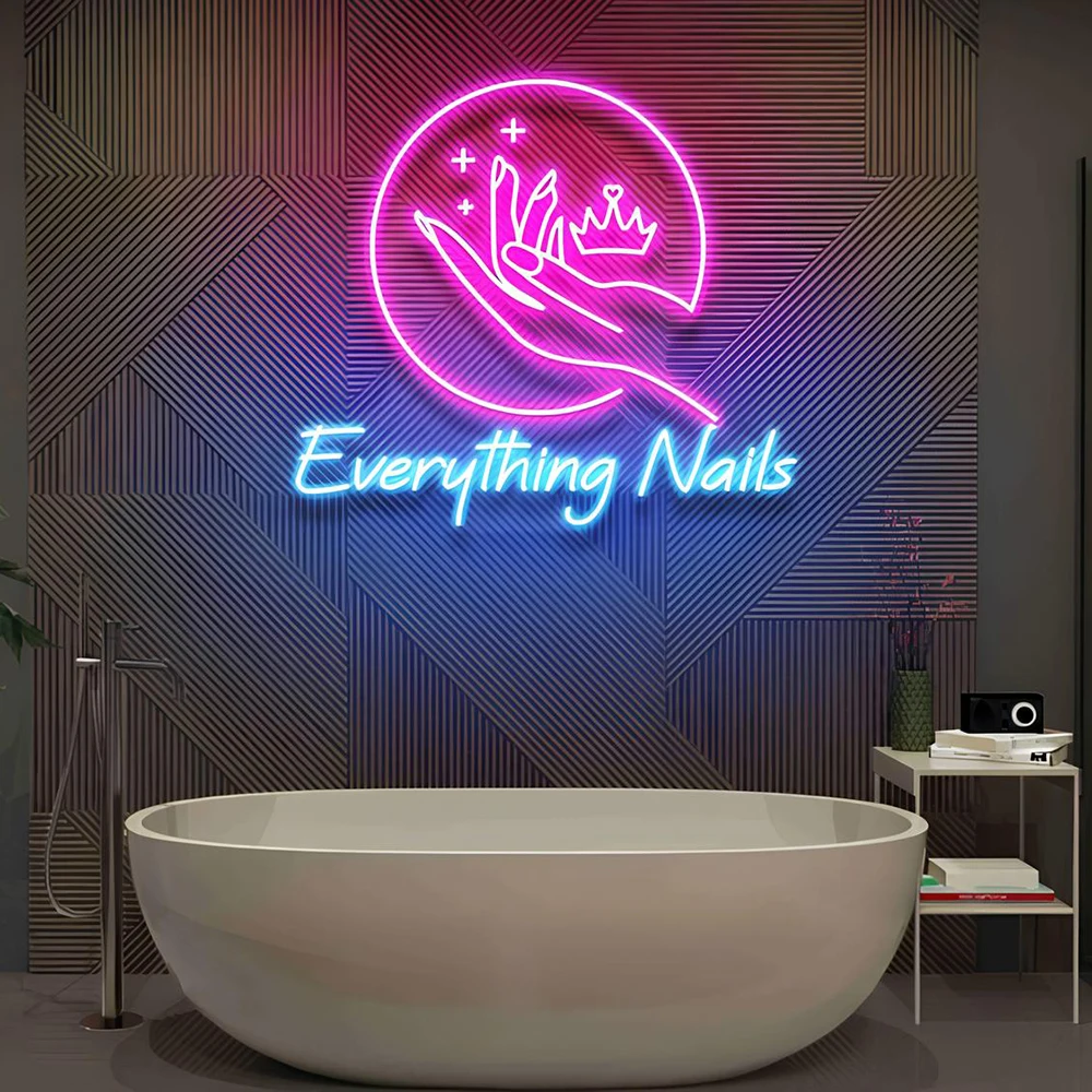 Everything Nails Led Neon Sign Personalized Nail Studio Beauty Room Decor Neon Light Beauty Salon Wall Art Decor Business Sign