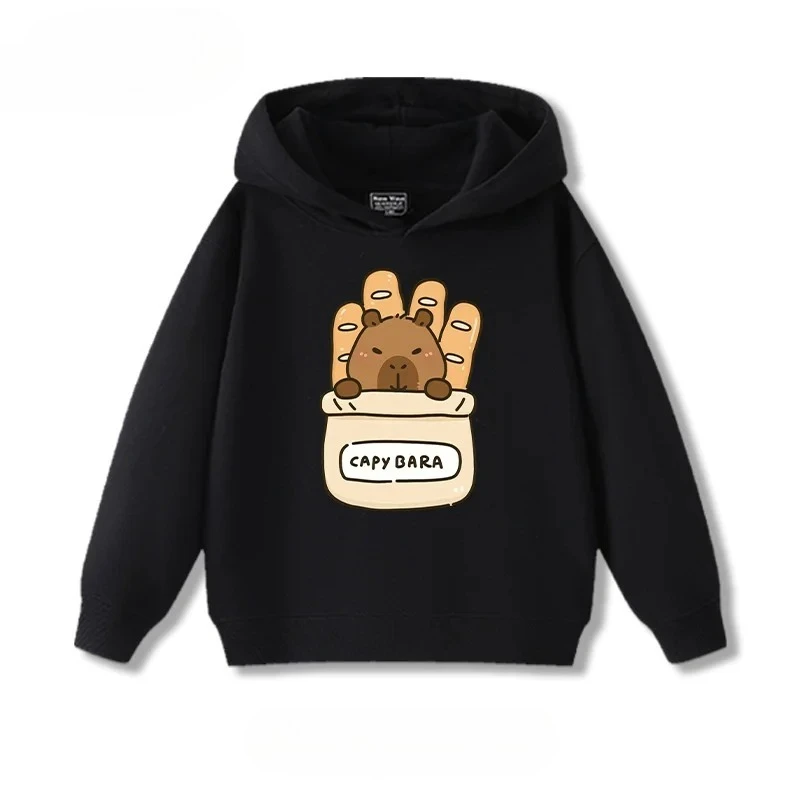 Bluza z kapturem dla dzieci Katon Capibara, chłopięca/dziewczęca, luźna, uniwersalna, wygodna, codzienna, sportowa, na zewnątrz, z długim rękawem.
