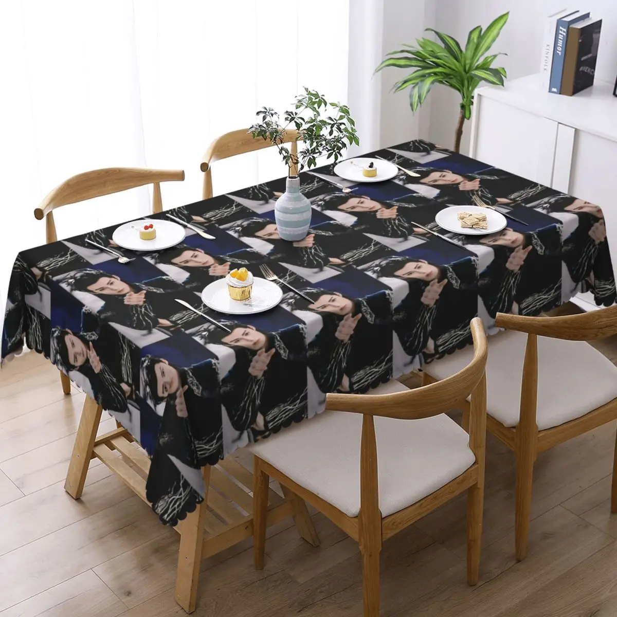 Dylan Wang Dong Fang Da Qiang Cang Lan Jue Custom Rectangular Tablecloth Oilproof Table Cover for Dining Events Table Cloth