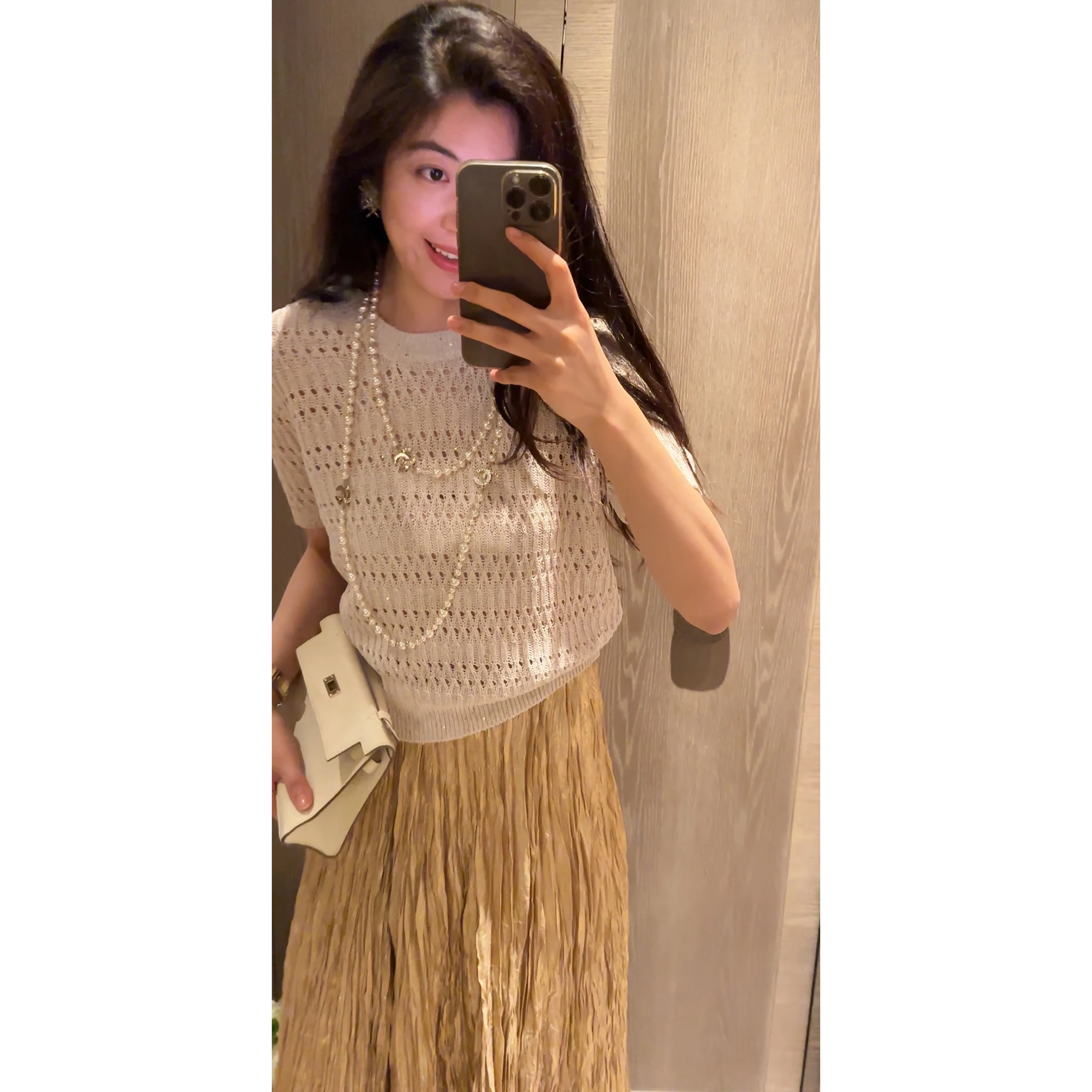 

Женский вязаный свитер NCOU Весна 2026 с ажурным дизайном, модный минималистичный стиль