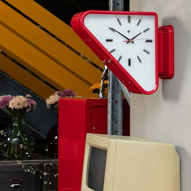 2026 Silent Metal Double-sided Triangular Wall Clock Simple Decorative Timepiece for Home