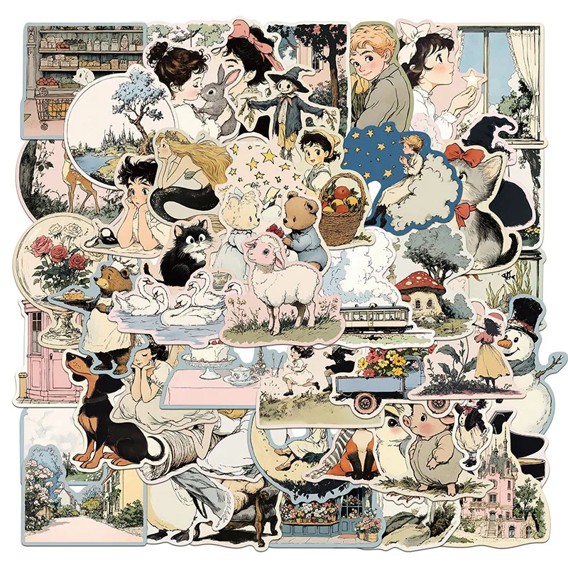50pcs Comic World Sticker Graffiti Aesthetic Reading Laptop Luggage Scrapbooking Decals Waterproof Luggage Phone Decals