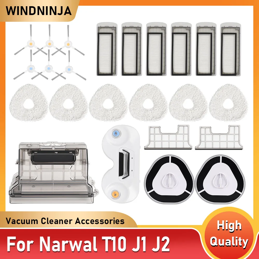 For Narwal T10 J1 J2 Robot Vacuum Cleaner Side Brush Primary Filters Mop Cloth Module Dust Box Accessories Parts Replacement Kit