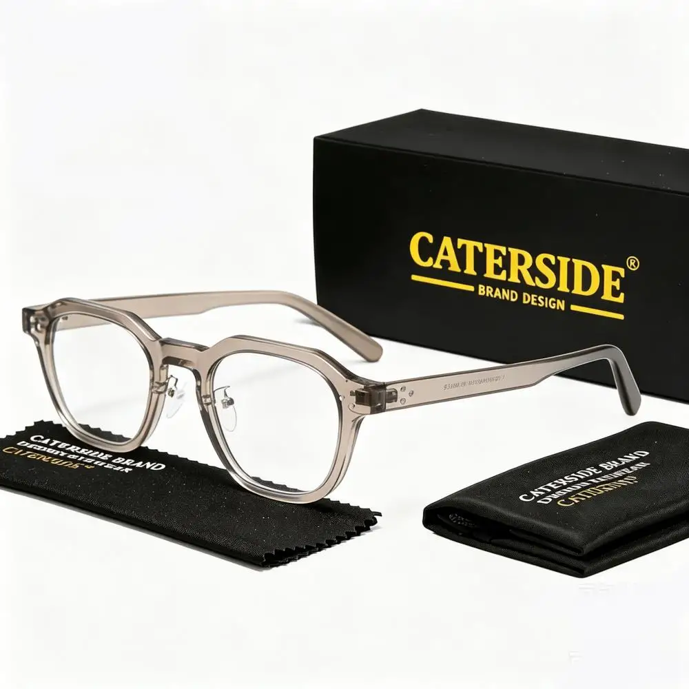 CATERSIDE Retro Herren Eckige Flache Leichte Brille Hochwertige Tr-90 Brillengestelle Damen Outdoor Business Festival Geschenkbrille – Detail 10