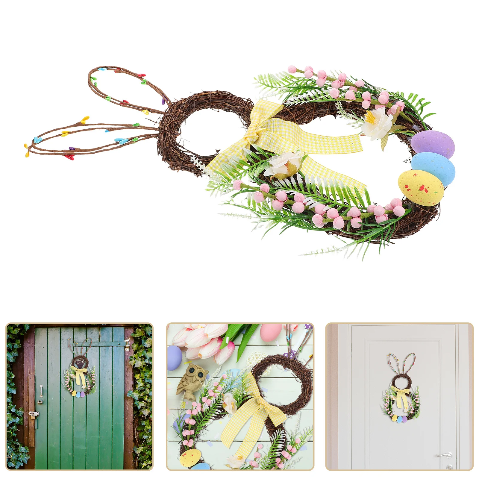 

Easter Bunny Wreath Home Decor Door Decoration Decorate Cloth Artificial Rabbit