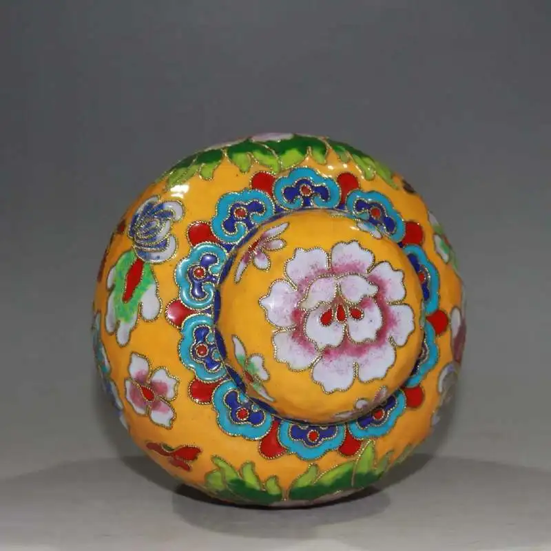 Purple cloisonné enamel watermelon jar, tourist collectible, copper craft item