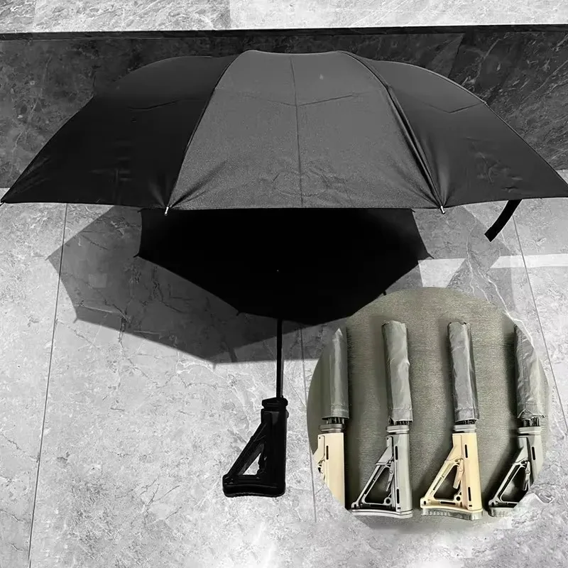 Automatic Umbrellas Scalable Tactics Umbrellas Large 8 Bones Windproof Nylon Umbrellas Portable Folding Long Handle Rain Gear