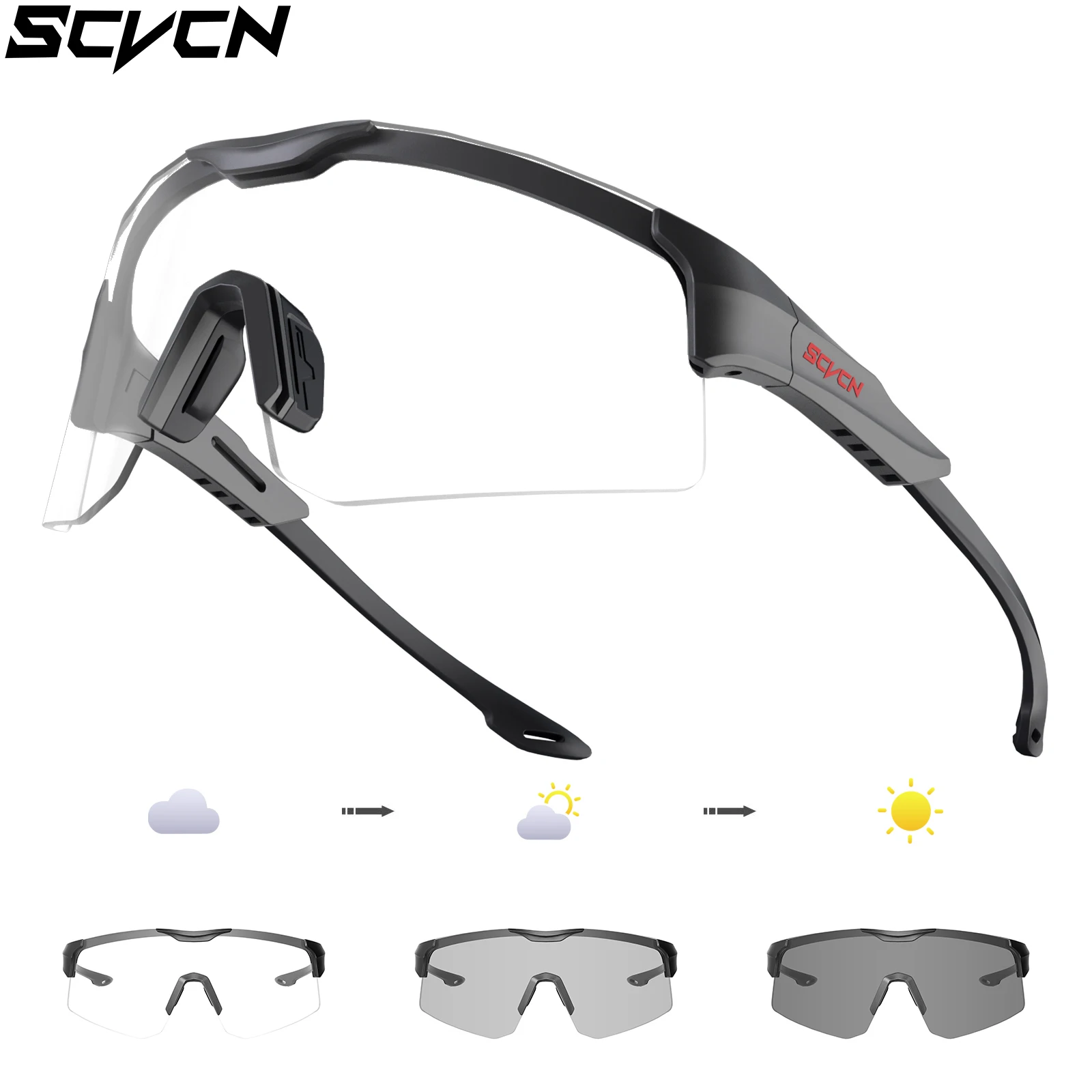 SCVCN Photochrome Radfahren Brille Fahrrad Nacht Reiten Brillen Outdoor Sport Sonnenbrille Angeln Camping Wandern Ausrüstung