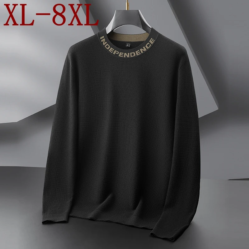 

8XL 7XL 6XL Мягкий теплый Pull Homme 2025 Новый осенне-зимний элитный роскошный тонкий шерстяной свитер Мужские модные мужские джемперы с буквенным принтом