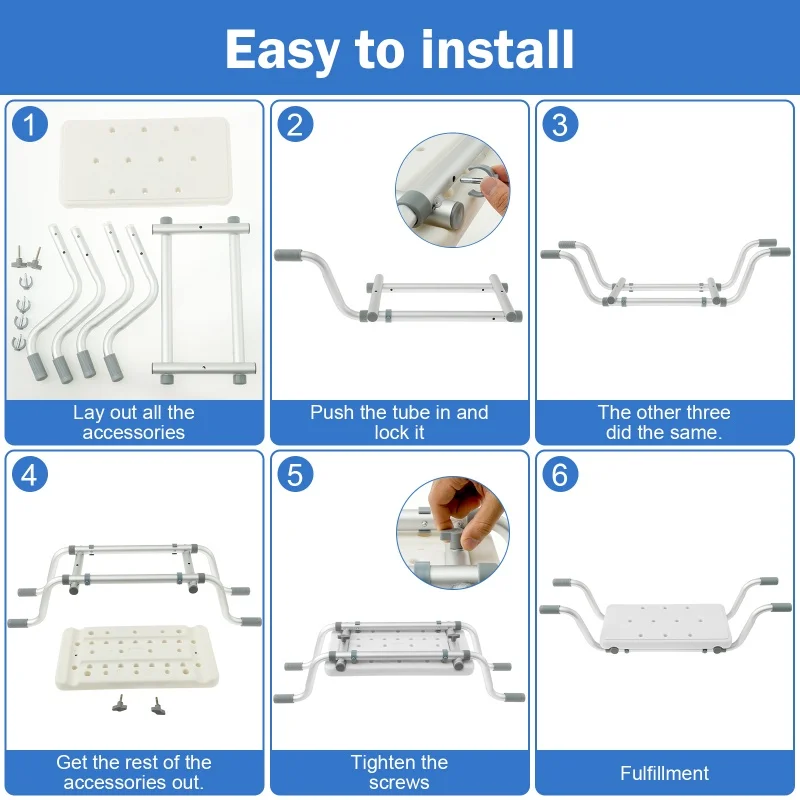 Adjustable Shower Chair Bath Bench for Elderly Disabled Handicap Safety Non Slip Bathtub Seat Board Pad Fits Most Tubs Universal image 5