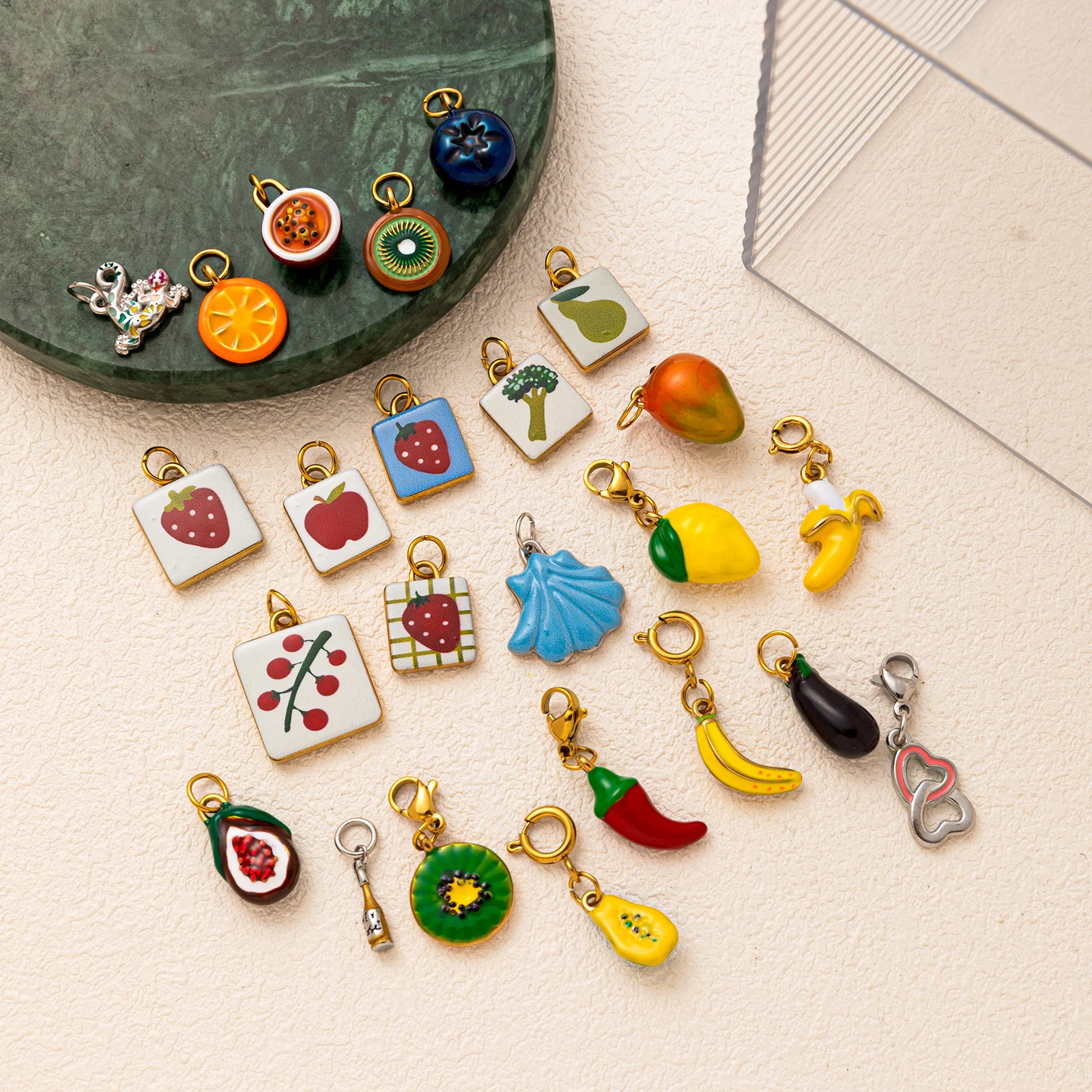 

Colorful Fruit Pendant Charms Stainless Steel 18K Gold Plated Enamel DIY Jewelry Making Accessories for Necklace Bracelet