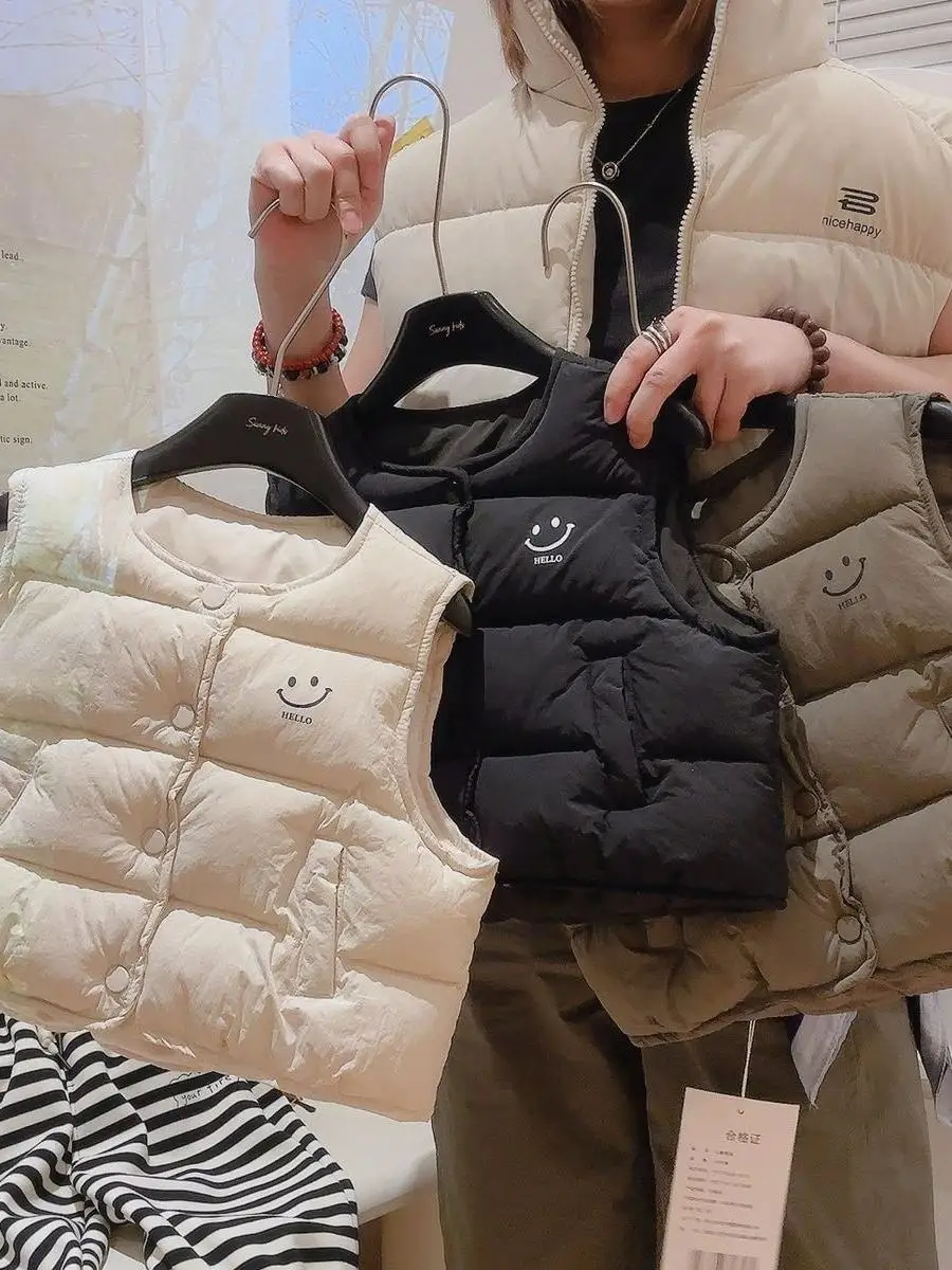 

Girls Cotton Jaet Vest Autumn Winter Faionable Sli down Cotton Clothes Versatile Baby Girl's Clothing 2025 New Sle