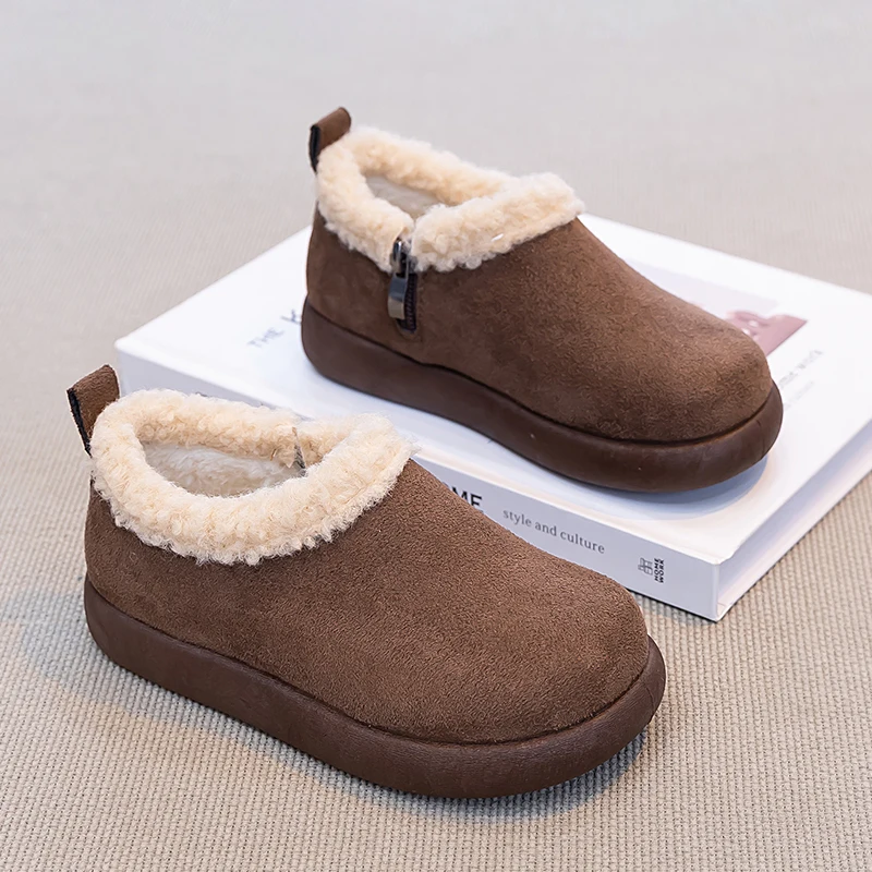 

2025 Winter New Children's Fashion Warm Plush Cotton Shoes for Girls, Comfortable and Versatile Plush Casual Shoes