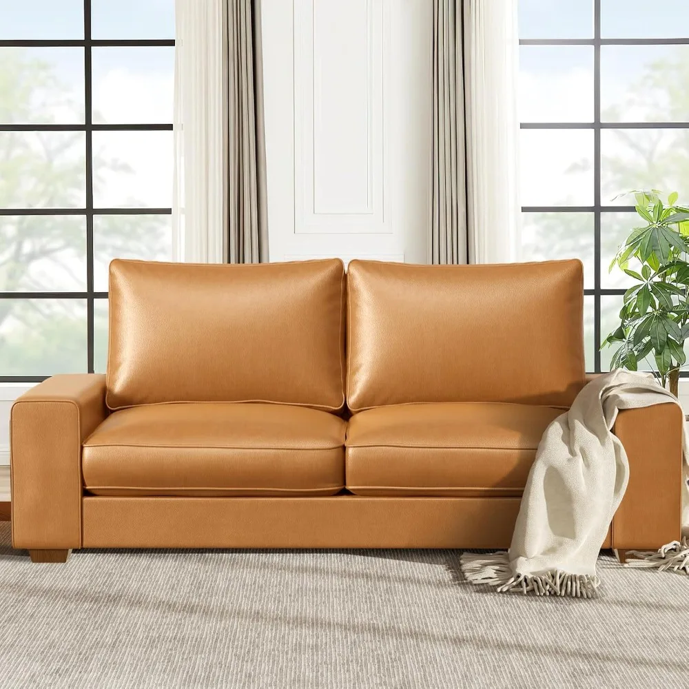 

Modern Faux Leather Loveseat Sofa, Compact Small Couch with Spring Cushions & Solid Wood Frame, Easy-Clean Removable Cover, Livi