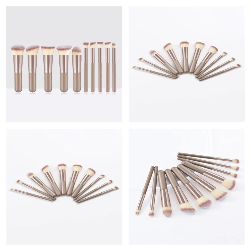 10 pcs/Set Mini soft skin-friendly not shedding is more soild metal ferrule cosmetic brush set with support customize packges