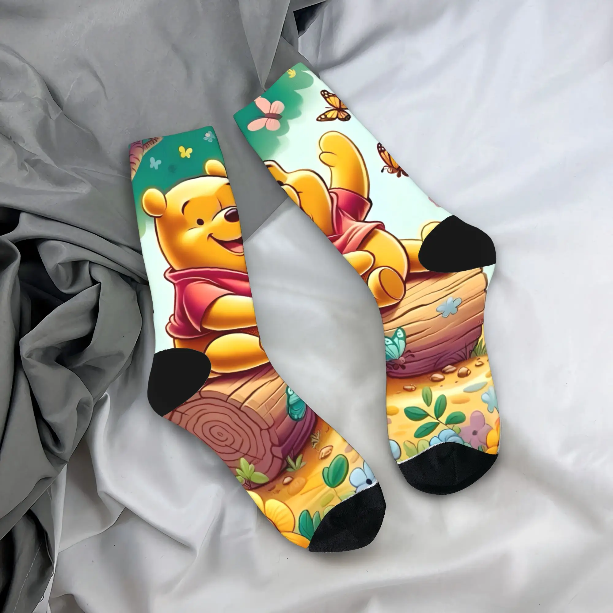 

Взрослые мужские носки Винни-Пух, чулки с героями мультфильмов, зимние готические носки высокого качества с узором, спортивные противоскользящие носки для бега