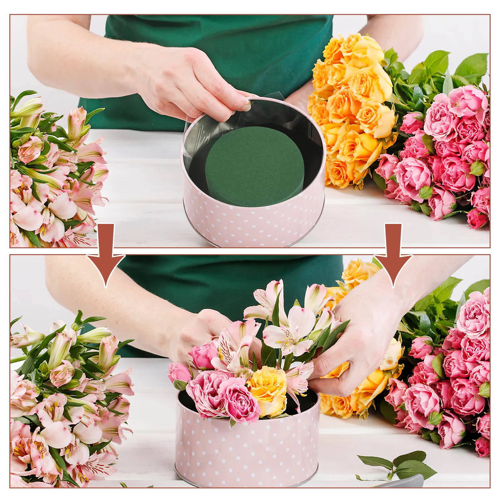

4Pcs Round Flower Mud Foam Floral Arrangement Foam Water Retention for DIY Crafts Artificial Plant Pot Filler Accessories
