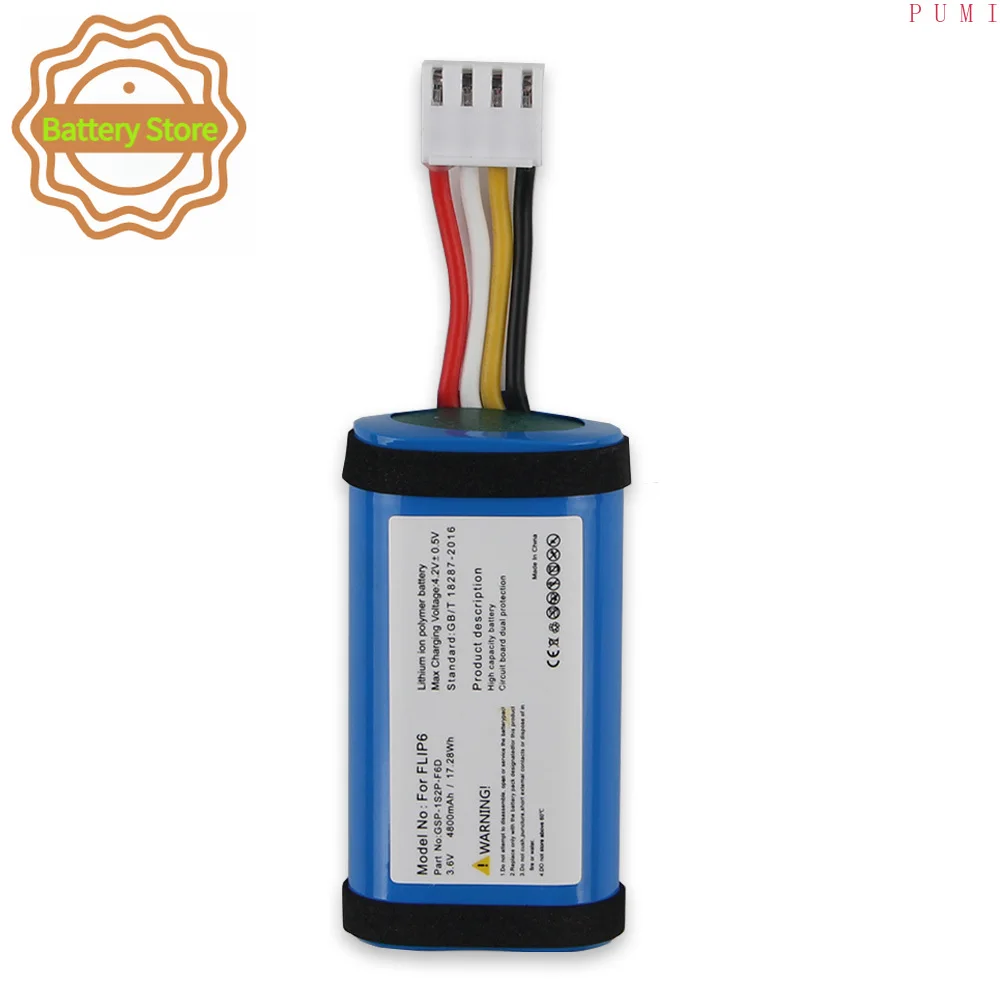 Replacement Battery GSP-1S2P-F6D For JBL Flip 6 Flip6 Portable Wireless Bluetooth Speaker Quality Batteries With Tool 4800mAh