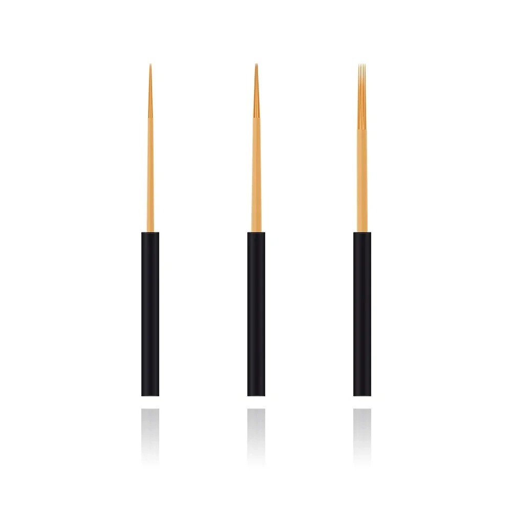 50pcs Gold Blades 3RS Microblading Permanent Makeup Eyebrow Tattoo Fog Needle 5RS For Microblade 3D Embroidery Pen