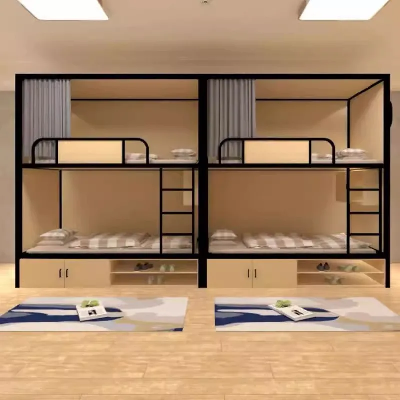 Customized bunk beds School dormitory apartment bed Youth hostel space capsule all-inclusive bed Steel wood mother bed