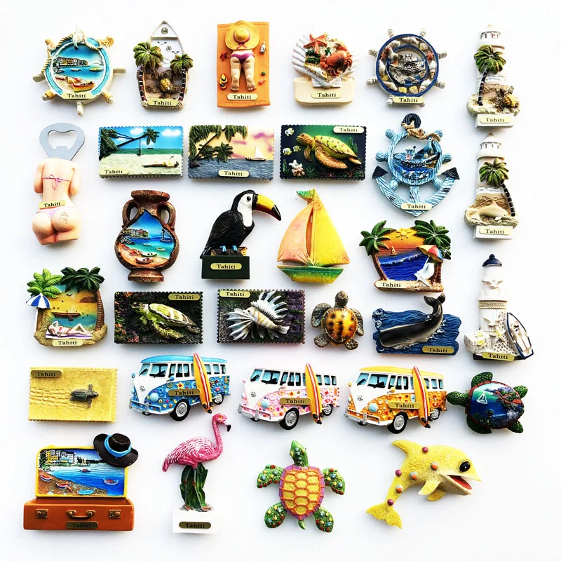 Polynesia Tahiti 3D Fridge Magnets Tourism Souvenir Refrigerator Magnetic Sticker Collection Handicraft Gift