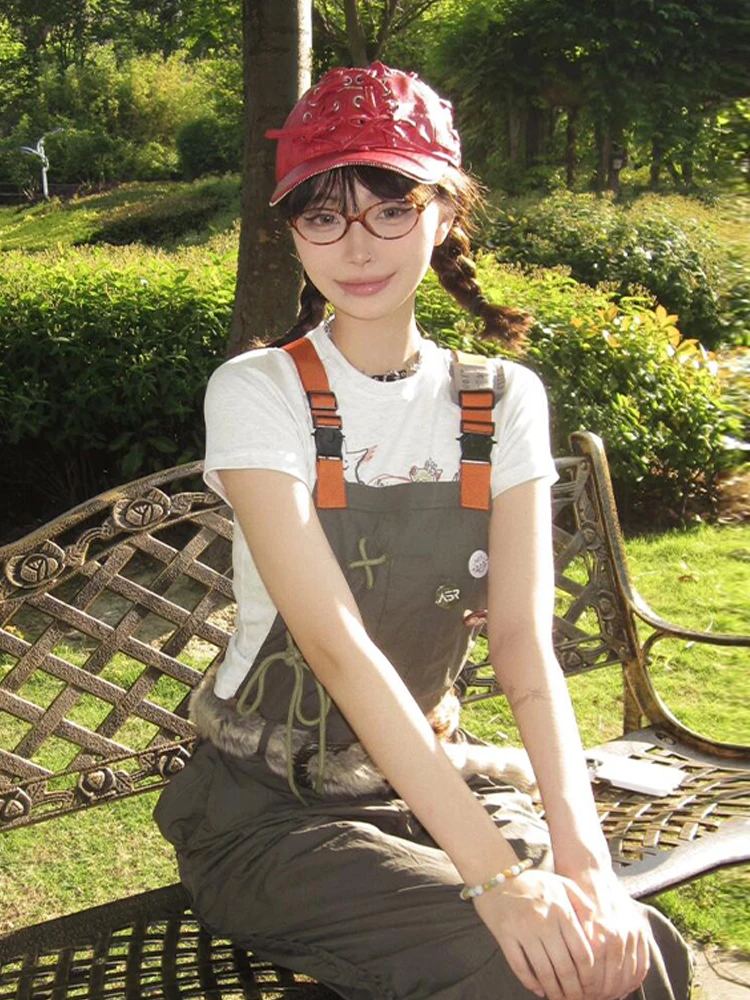 Harajuku تي شيرت مطبوع المرأة سليم كم قصير المحاصيل القمم Y2k خمر الجرونج القمم الشارع الشهير 2000s بلايز اليابانية